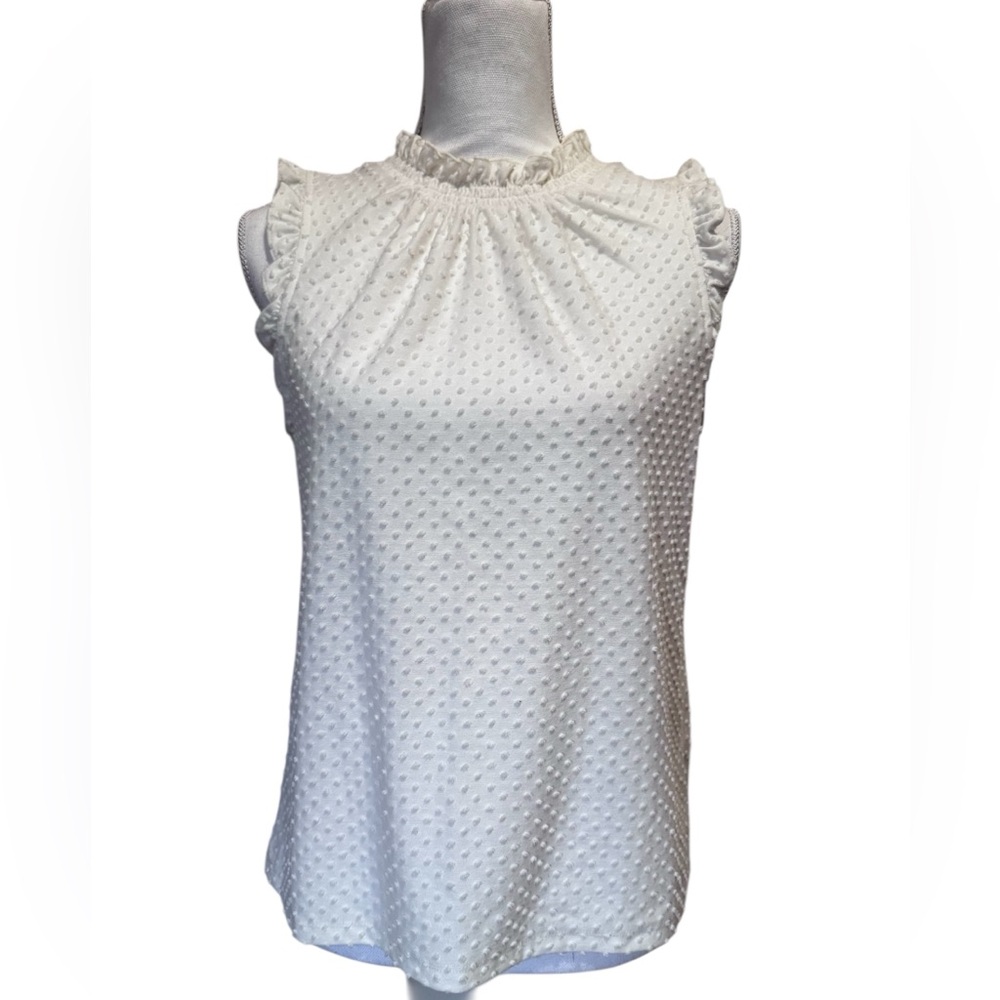 J. Crew Women’s Cream Textured Sleeveless Blouse - Small